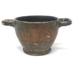 Garth Auction Double Handled Greek Blackware Bowl Decor