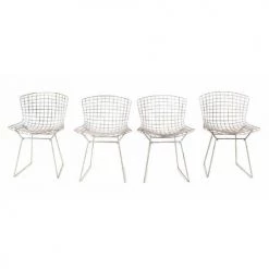 Auction Furniture Set Of 4 Vintage Bertoia Wire Dining Chairs
