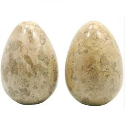 Anecdote Polished Beige Marble Egg Sculptures