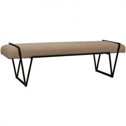 Noir Larkin Bench, Metal With Linen Furniture