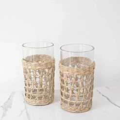 Faire Natural Seagrass Wrapped Glasses
