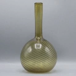 Auction Italian Amber Lattice Swirl Glass Vase