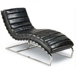 Regina Andrew Detroit Black Leather Chaise Lounge Furniture