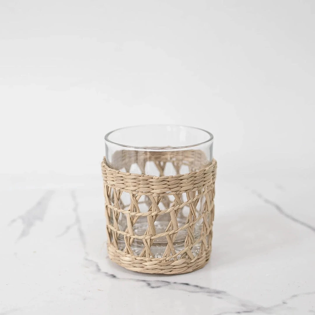 Faire Natural Seagrass Wrapped Glasses 1 Faire Natural Seagrass Wrapped Glasses