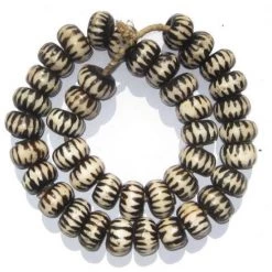 Faire Large Chevron Design Batik Bone Beads Decor