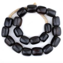 Faire Black Batik Barrel Bone Beads Decor