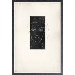 Celadon Femme Line Drawing Portrait, Framed Art Decor