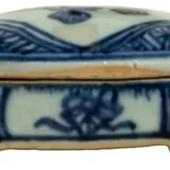 Live Auctioneer Asian Blue And White Covered Rectangular Boxes, Vintage