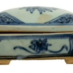 Live Auctioneer Asian Blue And White Covered Square Box, Vintage New Arrivals