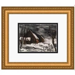 Auction La Maladrerie Sous La Neige, Color Lithograph, 1956 Vintage